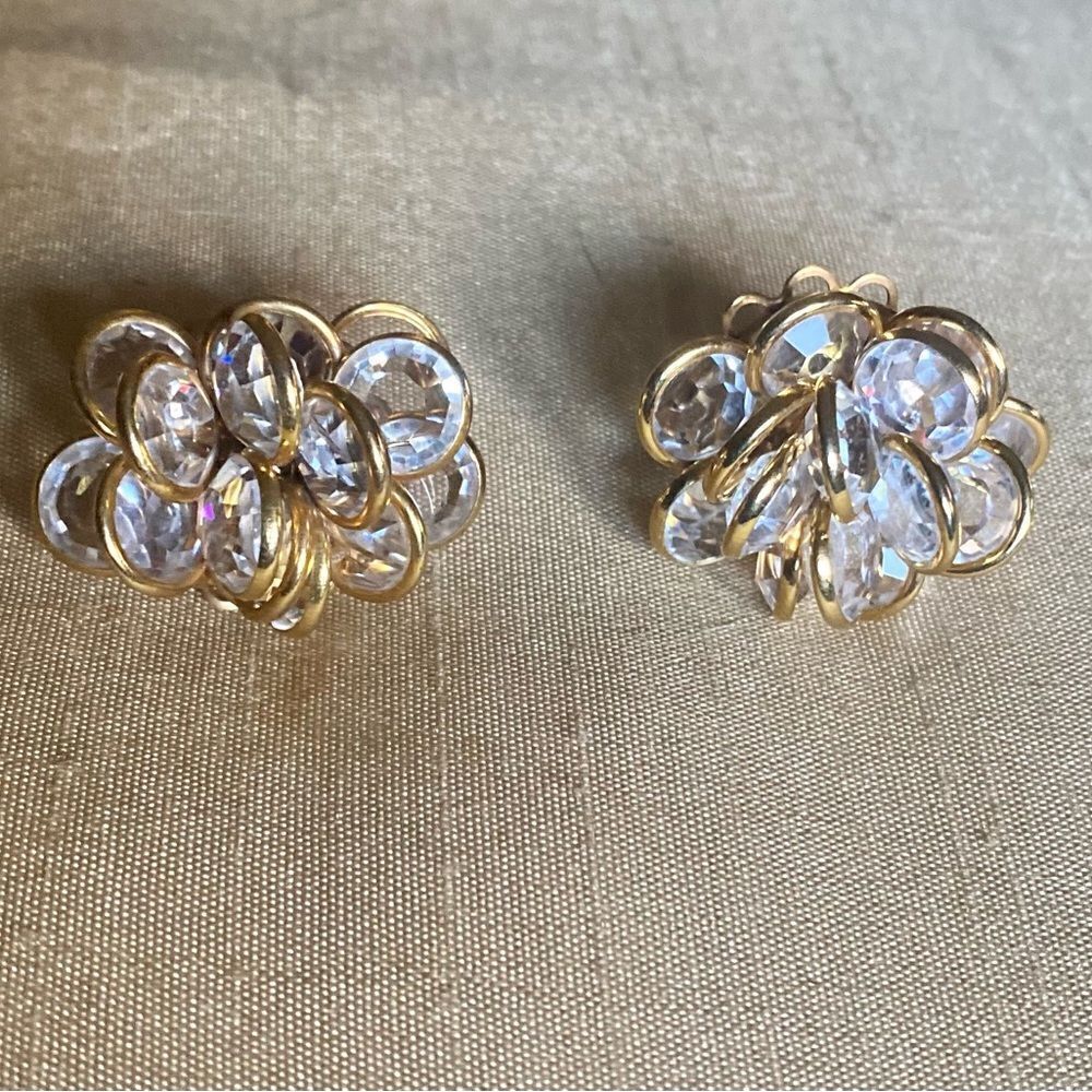 Vintage Freirich Clip On Crystal Earrings